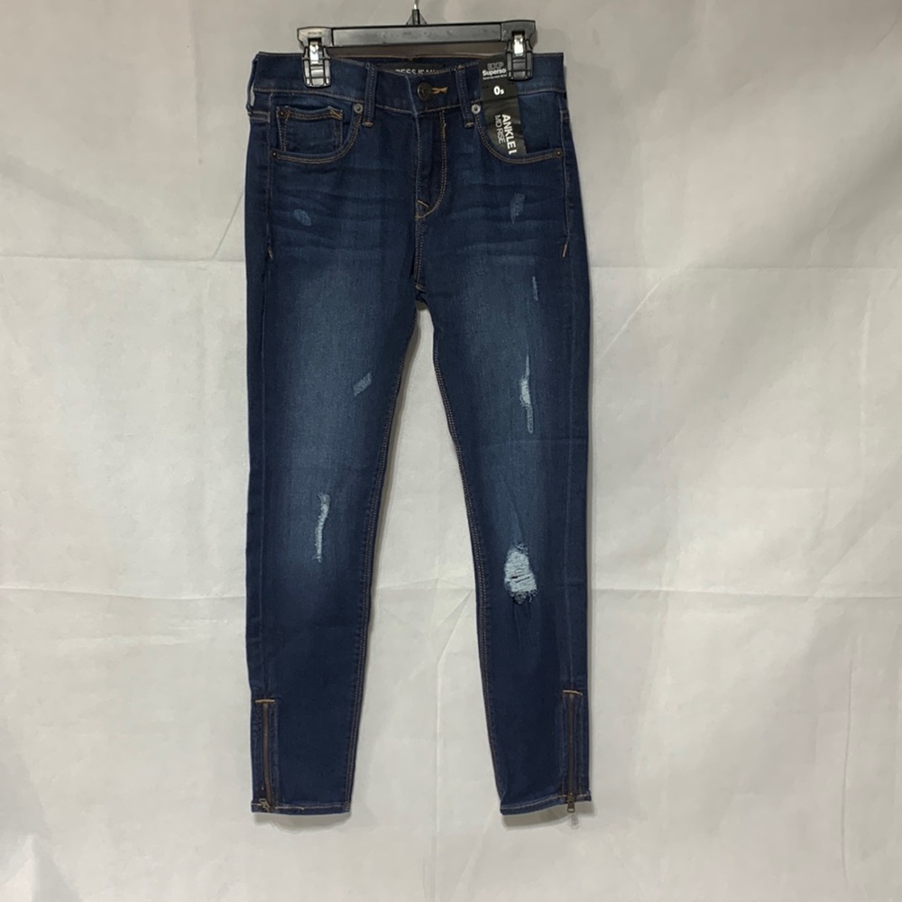 Express Jeans EXP Supersoft Ankle Legging Mid Rise, Blue Denim, 0s